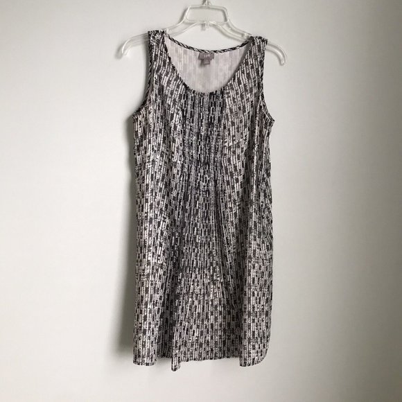 J Jill Black Print Sleeveless Pleated Dress - Picture 1 of 5